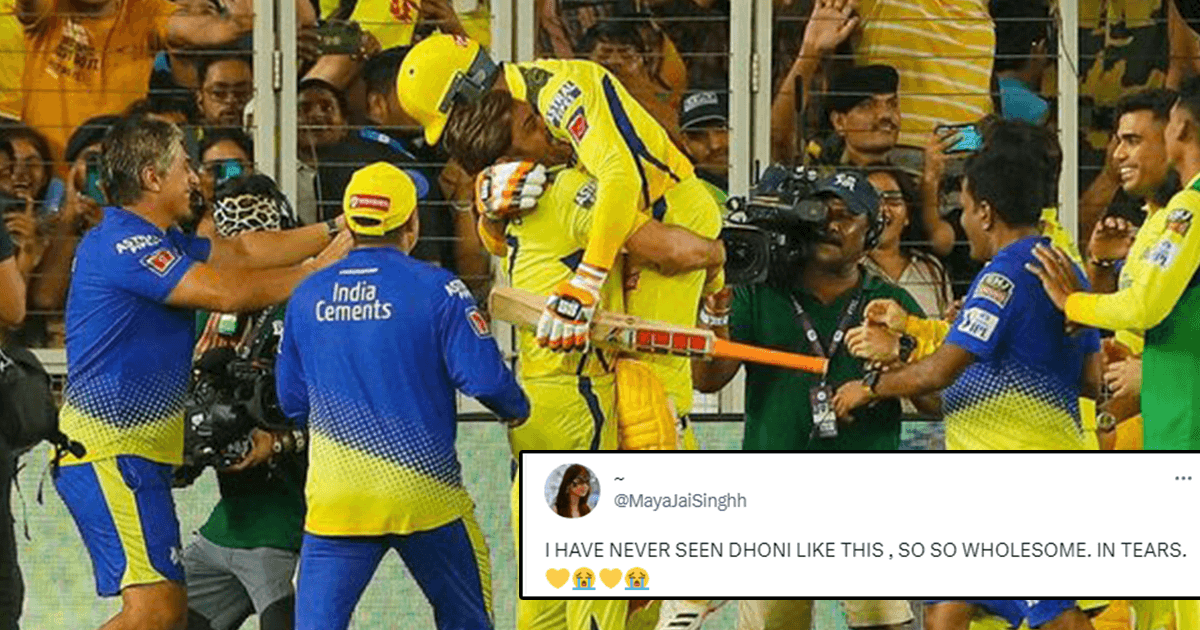 This Image Of MS Dhoni Lifting Ravindra Jadeja Is As Iconic As CSK’s Win Last Night