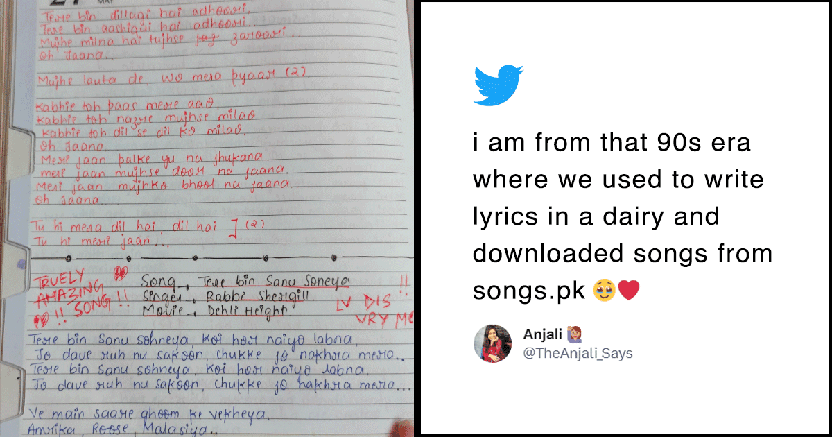 Someone Reminded Us How We Used To Write Lyrics In Diaries & We’re Like ‘Nostalgia Ho Gaya Zor Se!’