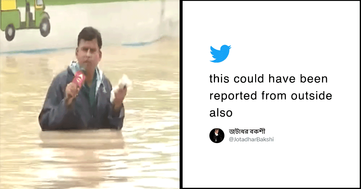 A Journalist Stood In Neck-Deep Water To Report Delhi Floods & This Has Left Twitter Concerned
