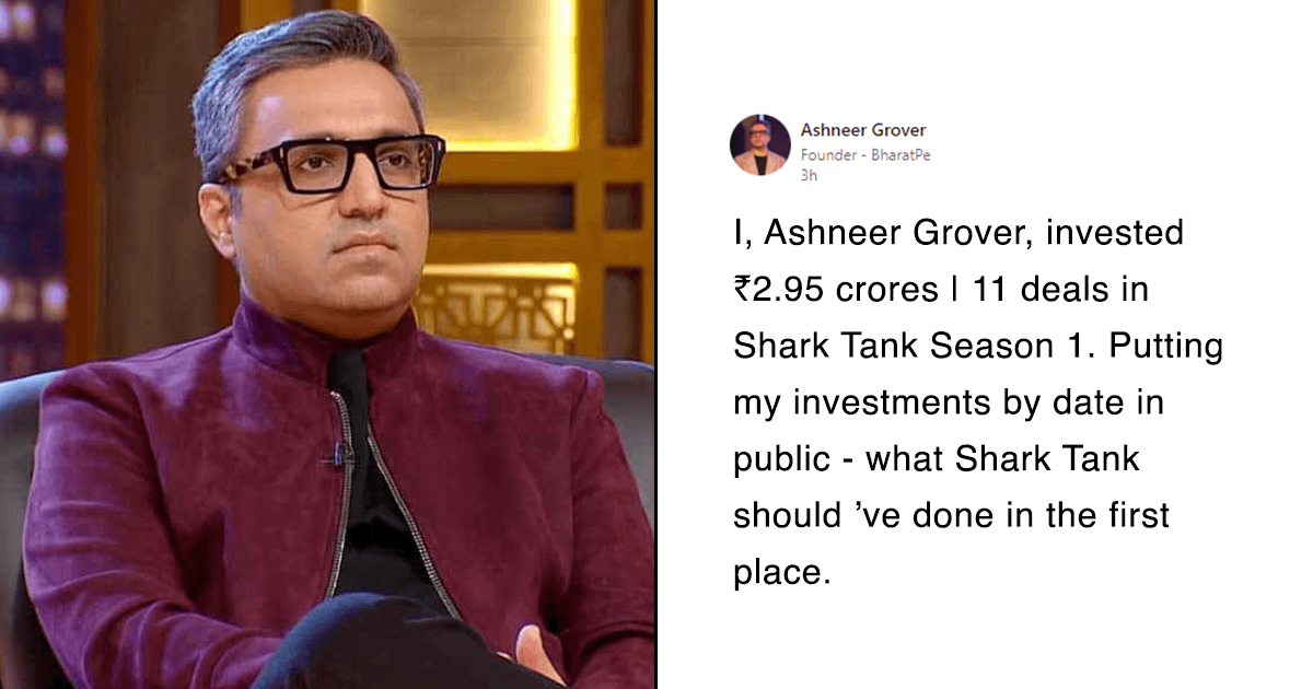 Shark Tank India: Ashneer Grover Goes Public To Share His ₹2.95 Crore Investments In Businesses