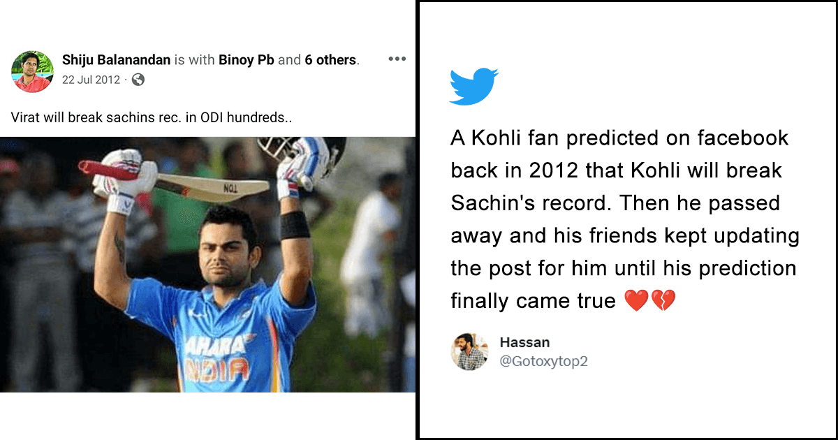 Friends Update Late Kohli Fan’s Post With Virat’s Centuries Cos He’d Have Done The Same. Cricket!